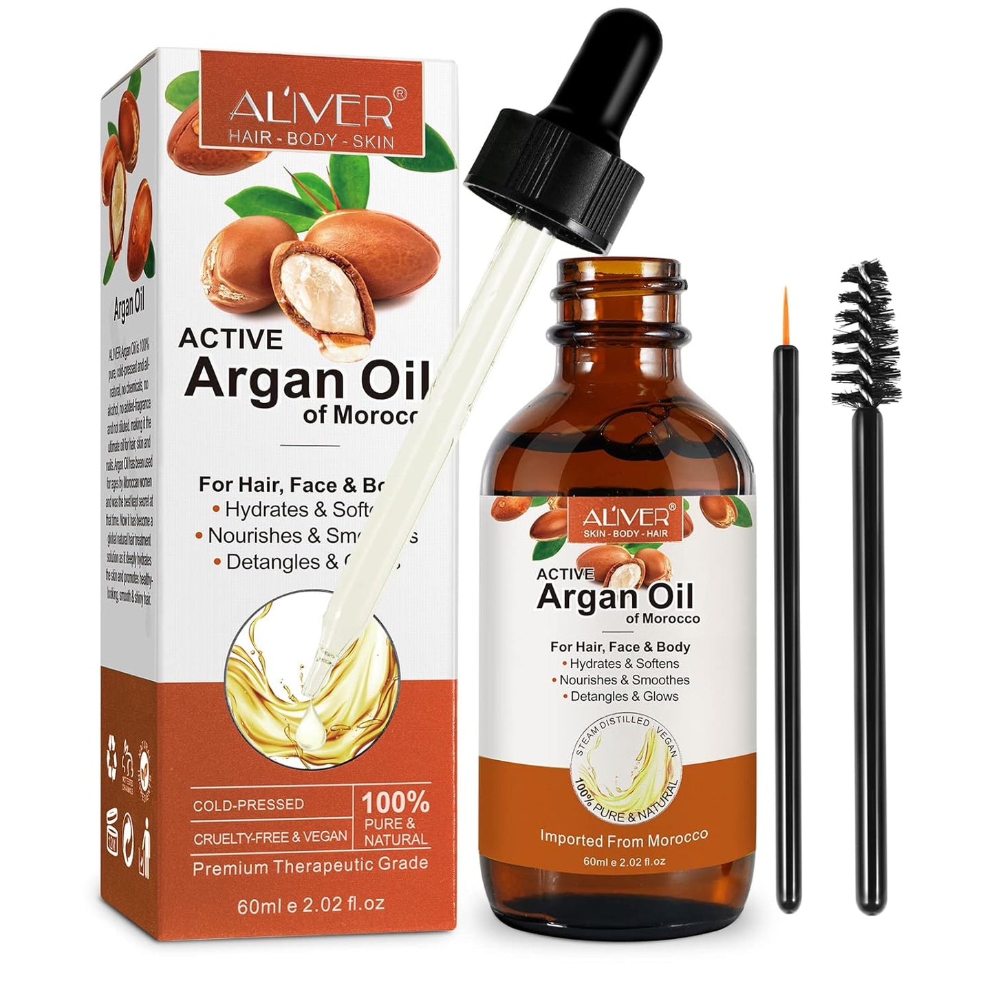 Bio Arganöl Kaltgepresst & ohne Zusätze – Für Haare, Gesicht & Haut  mit Pipette